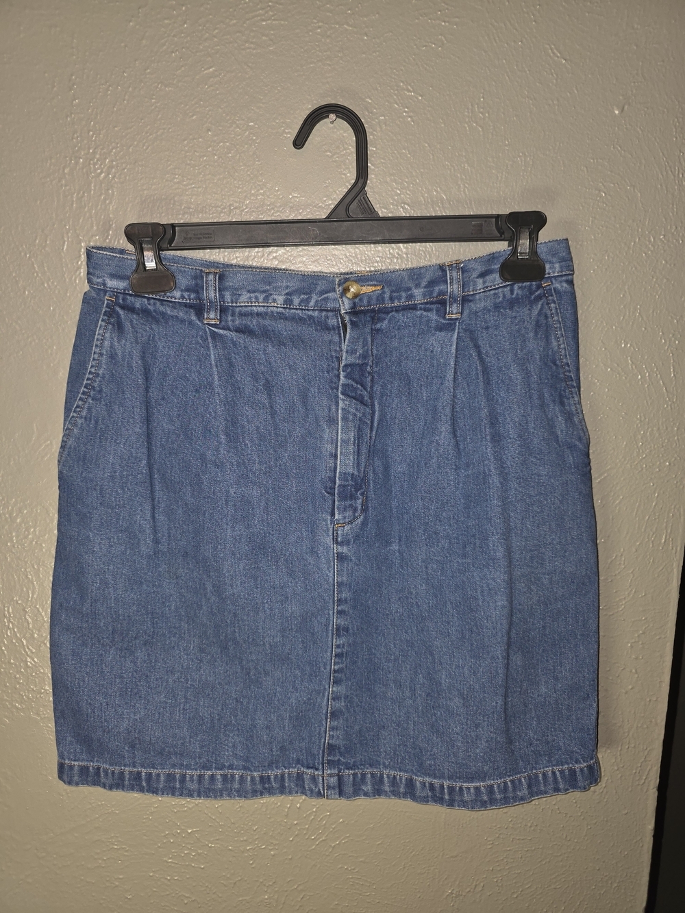 Vintage Eddie Bauer Pleated Denim Mini Skirt High Waisted Blue Size 12 90s Gorpc